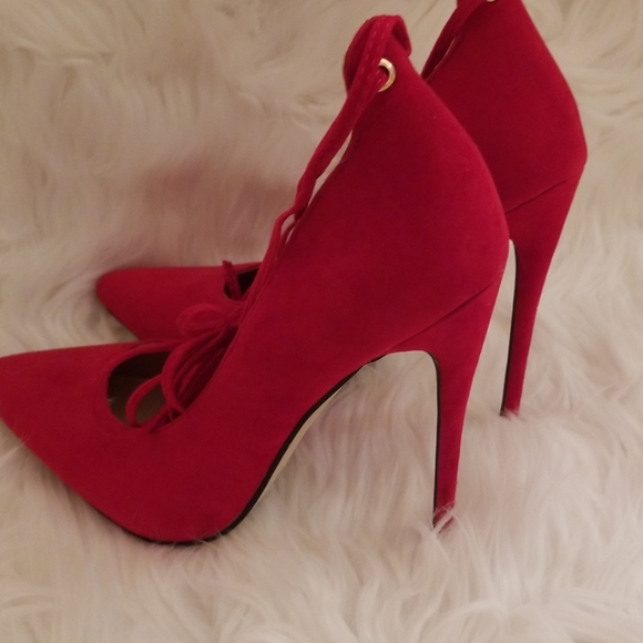 New Simmi London Red Suede Heels - Picture 2 of 4